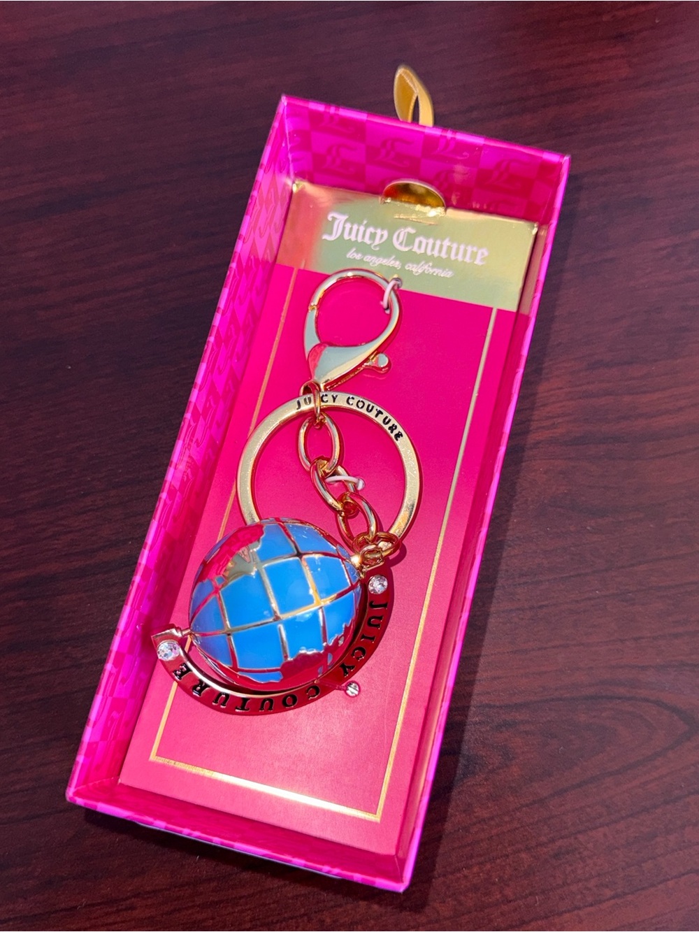 Juicy Couture Gold-Tone Blue Globe Keychain